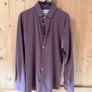 Mizzen+Main Red and Blue Dress Shirt Geometric Pattern